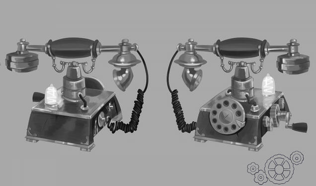 Steampunk telephone concept art